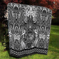 New Zealand Taiaha Maori Quilt Kiwikiwi Minimalist Silver Fern Tukutuku Motif LT9 - Polynesian Pride