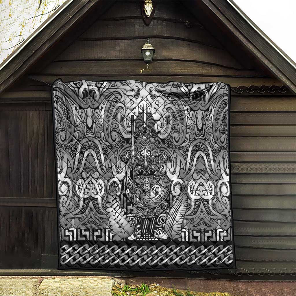 New Zealand Taiaha Maori Quilt Kiwikiwi Minimalist Silver Fern Tukutuku Motif LT9 - Polynesian Pride