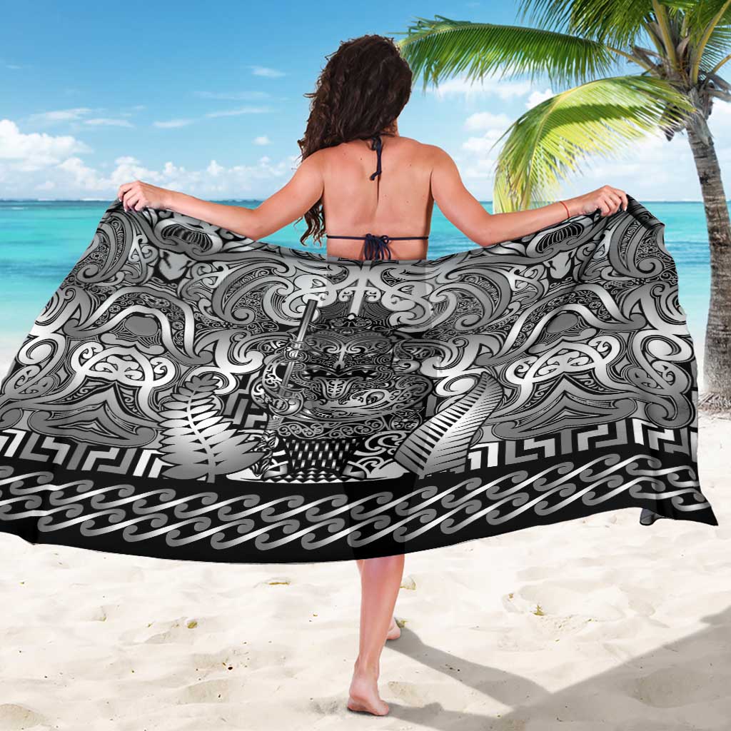 New Zealand Taiaha Maori Sarong Kiwikiwi Minimalist Silver Fern Tukutuku Motif LT9 - Polynesian Pride