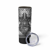 Custom New Zealand Taiaha Maori Skinny Tumbler Kiwikiwi Minimalist Silver Fern Tukutuku Motif LT9 - Polynesian Pride