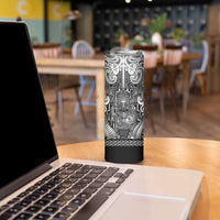 Custom New Zealand Taiaha Maori Skinny Tumbler Kiwikiwi Minimalist Silver Fern Tukutuku Motif LT9 - Polynesian Pride