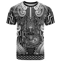 Custom New Zealand Taiaha Maori T Shirt Kiwikiwi Minimalist Silver Fern Tukutuku Motif LT9 White - Polynesian Pride