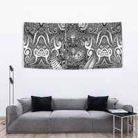 New Zealand Taiaha Maori Tapestry Kiwikiwi Minimalist Silver Fern Tukutuku Motif LT9 - Polynesian Pride