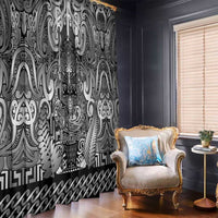 New Zealand Taiaha Maori Window Curtain Kiwikiwi Minimalist Silver Fern Tukutuku Motif LT9 - Polynesian Pride