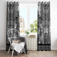 New Zealand Taiaha Maori Window Curtain Kiwikiwi Minimalist Silver Fern Tukutuku Motif LT9 - Polynesian Pride
