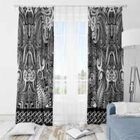 New Zealand Taiaha Maori Window Curtain Kiwikiwi Minimalist Silver Fern Tukutuku Motif LT9 - Polynesian Pride