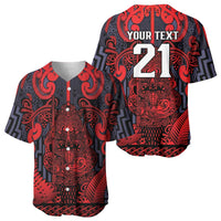 Custom New Zealand Taiaha Maori Baseball Jersey Whero Minimalist Silver Fern Tukutuku Motif LT9 - Polynesian Pride