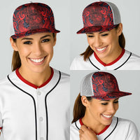 New Zealand Taiaha Maori Baseball Net Cap Whero Minimalist Silver Fern Tukutuku Motif LT9 - Polynesian Pride
