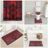 New Zealand Taiaha Maori Bathroom Set Whero Minimalist Silver Fern Tukutuku Motif LT9 - Polynesian Pride