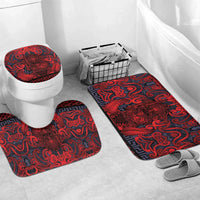 New Zealand Taiaha Maori Bathroom Set Whero Minimalist Silver Fern Tukutuku Motif LT9 Mat Set Only (3 pcs) One Size Red - Polynesian Pride
