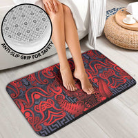 New Zealand Taiaha Maori Bathroom Set Whero Minimalist Silver Fern Tukutuku Motif LT9 - Polynesian Pride