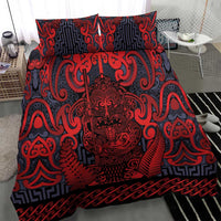 New Zealand Taiaha Maori Bedding Set Whero Minimalist Silver Fern Tukutuku Motif LT9 - Polynesian Pride