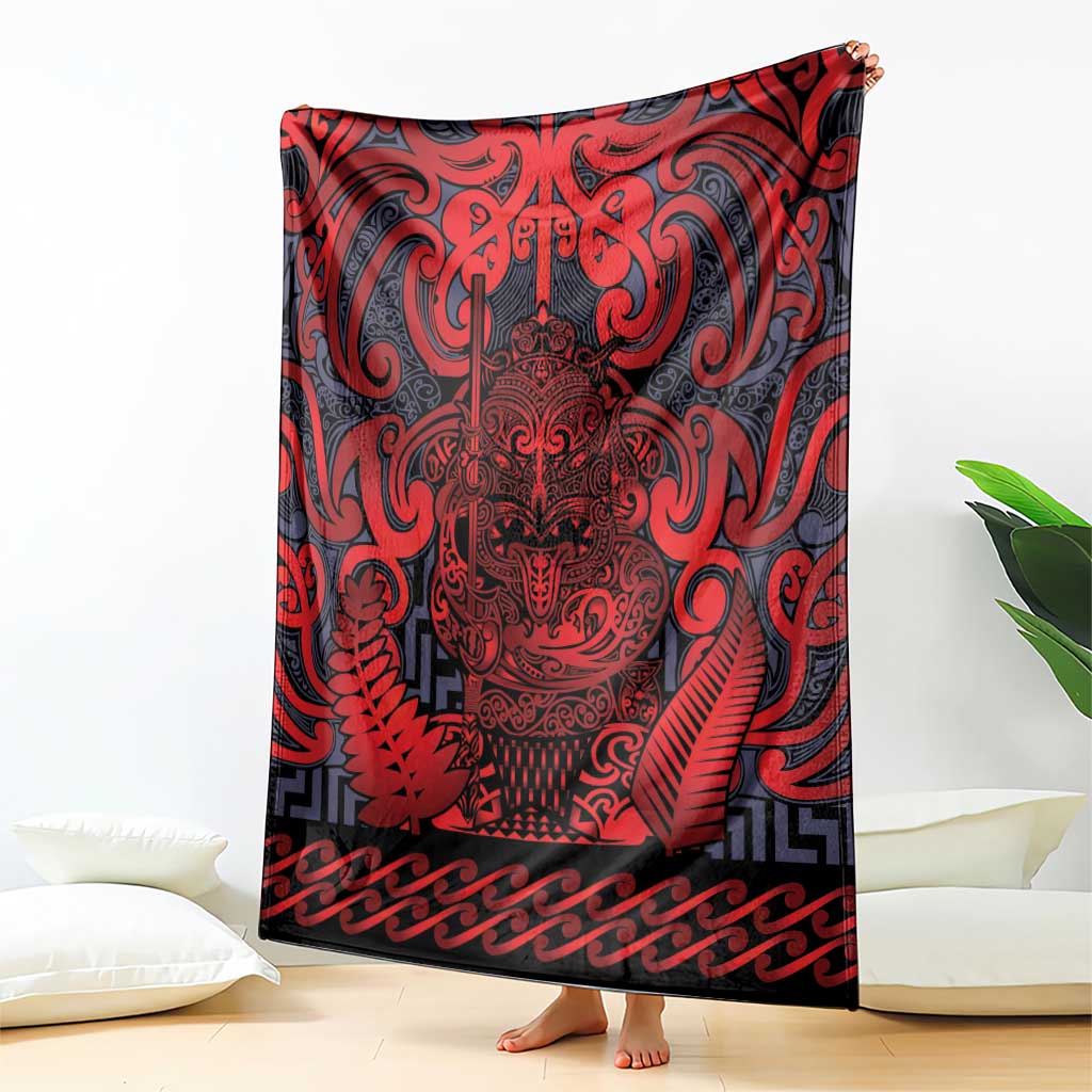New Zealand Taiaha Maori Blanket Whero Minimalist Silver Fern Tukutuku Motif LT9 - Polynesian Pride