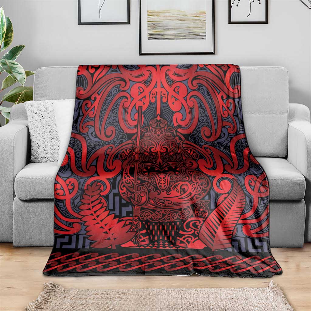 New Zealand Taiaha Maori Blanket Whero Minimalist Silver Fern Tukutuku Motif LT9 - Polynesian Pride