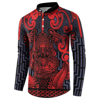 Custom New Zealand Taiaha Maori Button Sweatshirt Whero Minimalist Silver Fern Tukutuku Motif