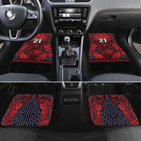 Custom New Zealand Taiaha Maori Car Mats Whero Minimalist Silver Fern Tukutuku Motif LT9 Set 4pcs Red - Polynesian Pride