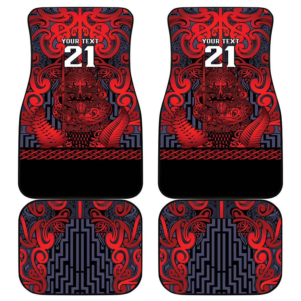 Custom New Zealand Taiaha Maori Car Mats Whero Minimalist Silver Fern Tukutuku Motif LT9 - Polynesian Pride