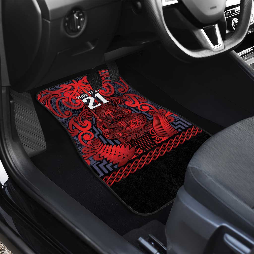 Custom New Zealand Taiaha Maori Car Mats Whero Minimalist Silver Fern Tukutuku Motif LT9 - Polynesian Pride