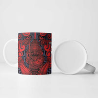Custom New Zealand Taiaha Maori Ceramic Mug Whero Minimalist Silver Fern Tukutuku Motif