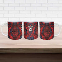 Custom New Zealand Taiaha Maori Ceramic Mug Whero Minimalist Silver Fern Tukutuku Motif