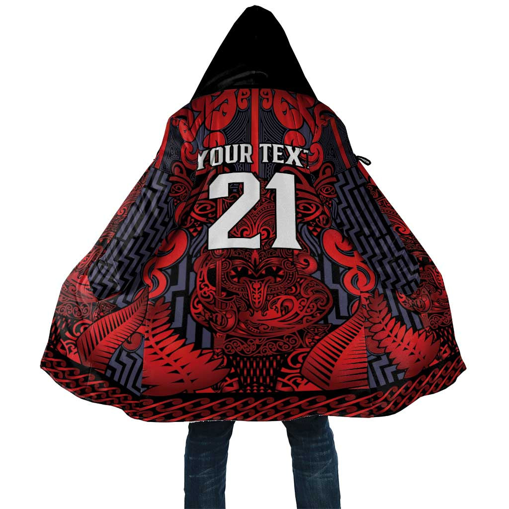 Custom New Zealand Taiaha Maori Cloak Whero Minimalist Silver Fern Tukutuku Motif LT9 Unisex Red - Polynesian Pride