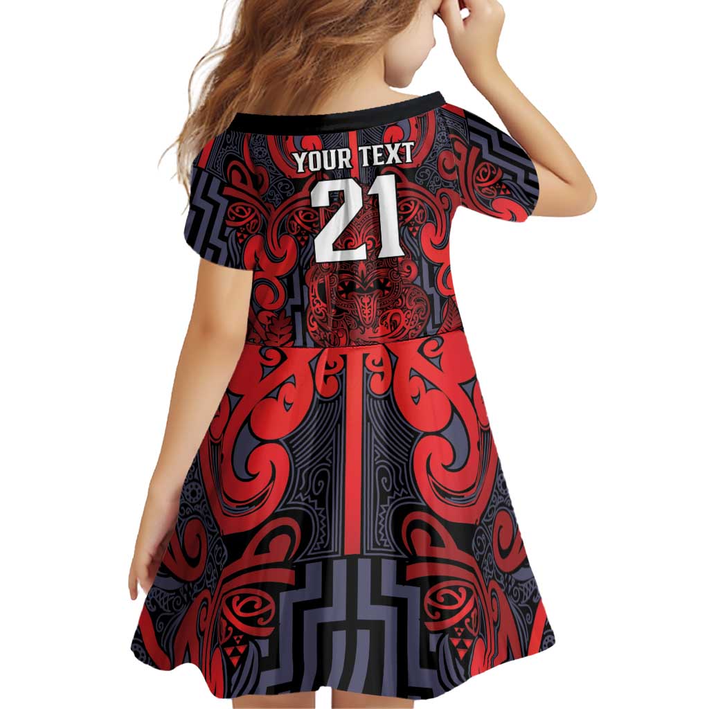 Custom New Zealand Taiaha Maori Family Matching Off Shoulder Maxi Dress and Hawaiian Shirt Whero Minimalist Silver Fern Tukutuku Motif LT9 - Polynesian Pride