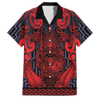 Custom New Zealand Taiaha Maori Hawaiian Shirt Whero Minimalist Silver Fern Tukutuku Motif LT9 Red - Polynesian Pride