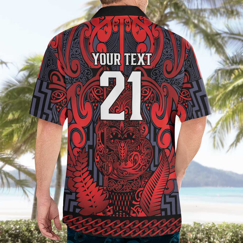 Custom New Zealand Taiaha Maori Hawaiian Shirt Whero Minimalist Silver Fern Tukutuku Motif LT9 - Polynesian Pride