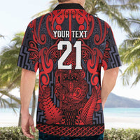 Custom New Zealand Taiaha Maori Hawaiian Shirt Whero Minimalist Silver Fern Tukutuku Motif LT9 - Polynesian Pride