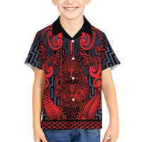 Custom New Zealand Taiaha Maori Kid Hawaiian Shirt Whero Minimalist Silver Fern Tukutuku Motif LT9 Kid Red - Polynesian Pride
