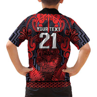 Custom New Zealand Taiaha Maori Kid Hawaiian Shirt Whero Minimalist Silver Fern Tukutuku Motif LT9 - Polynesian Pride