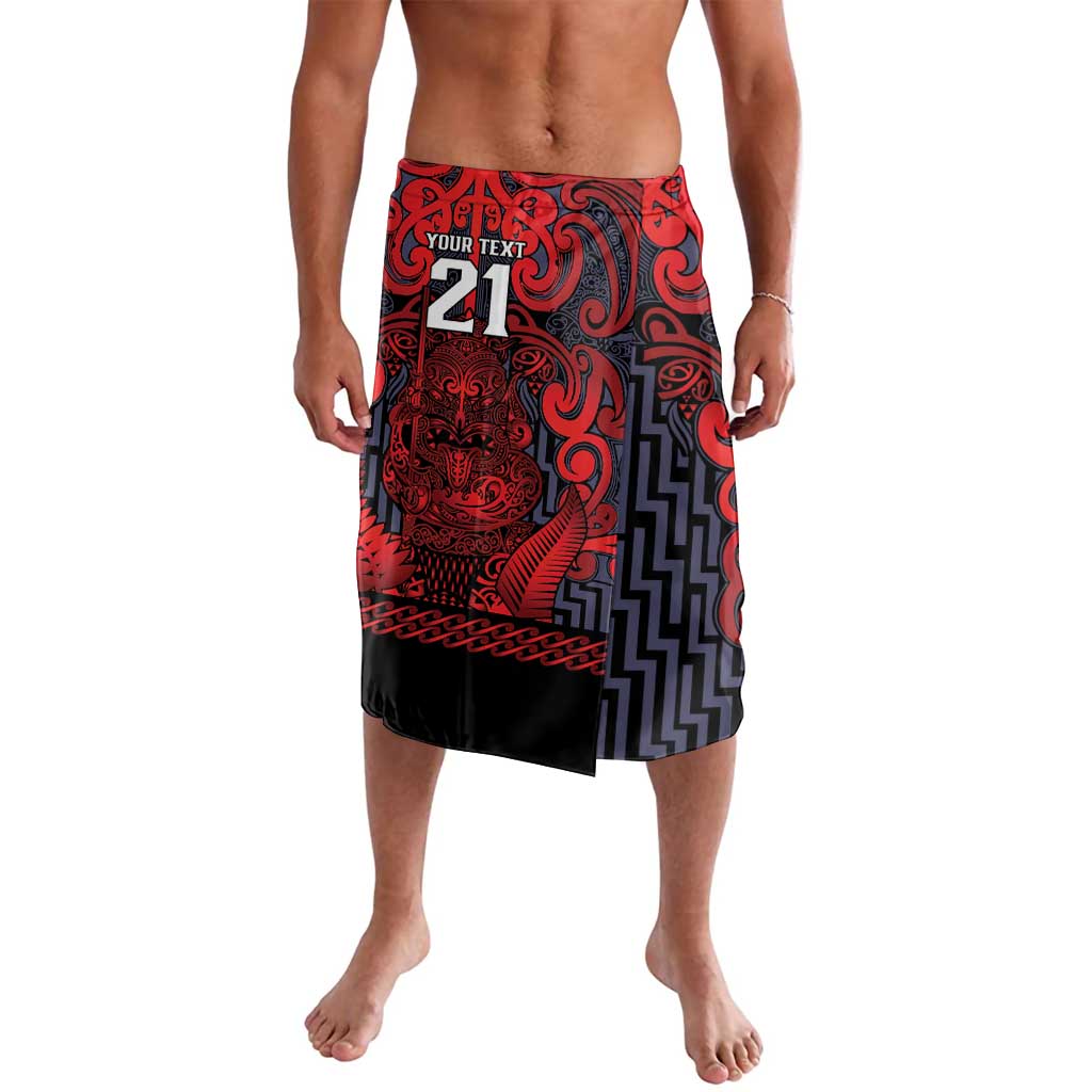 Custom New Zealand Taiaha Maori Lavalava Whero Minimalist Silver Fern Tukutuku Motif LT9 Red - Polynesian Pride