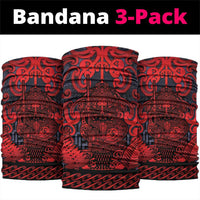 New Zealand Taiaha Maori Neck Gaiter Whero Minimalist Silver Fern Tukutuku Motif LT9 package One Size: 25*50cm Red - Polynesian Pride