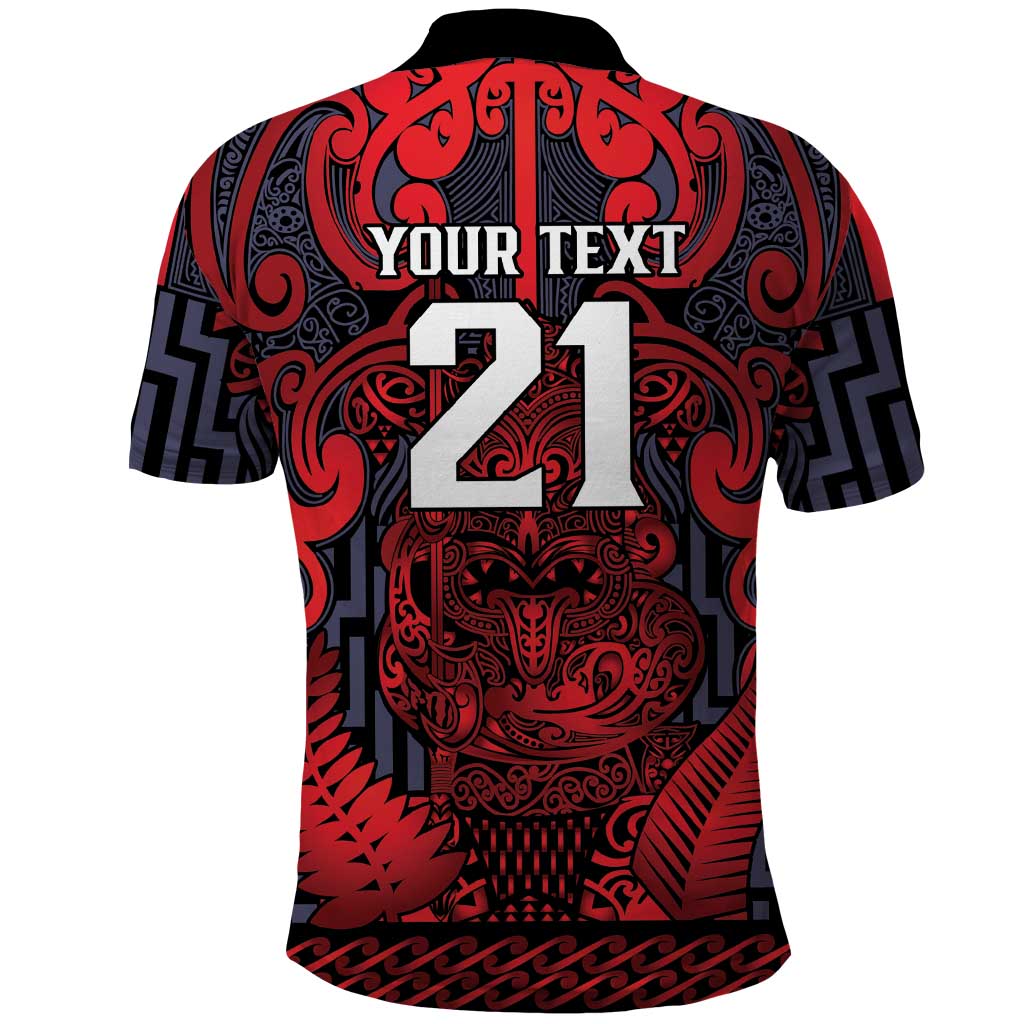 Custom New Zealand Taiaha Maori Polo Shirt Whero Minimalist Silver Fern Tukutuku Motif LT9 - Polynesian Pride