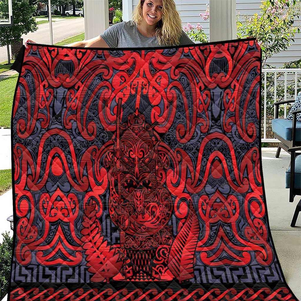 New Zealand Taiaha Maori Quilt Whero Minimalist Silver Fern Tukutuku Motif