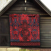 New Zealand Taiaha Maori Quilt Whero Minimalist Silver Fern Tukutuku Motif LT9 - Polynesian Pride