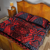 New Zealand Taiaha Maori Quilt Bed Set Whero Minimalist Silver Fern Tukutuku Motif LT9 - Polynesian Pride