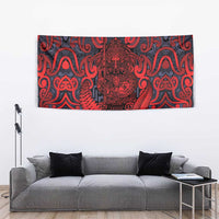 New Zealand Taiaha Maori Tapestry Whero Minimalist Silver Fern Tukutuku Motif LT9 - Polynesian Pride