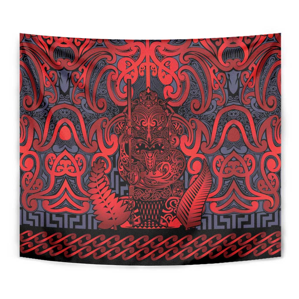 New Zealand Taiaha Maori Tapestry Whero Minimalist Silver Fern Tukutuku Motif LT9 - Polynesian Pride