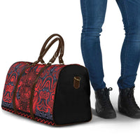 New Zealand Taiaha Maori Travel Bag Whero Minimalist Silver Fern Tukutuku Motif LT9 - Polynesian Pride