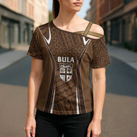 Custom Oceania Football Bula Fiji Cross Shoulder Shirt Polynesian Tribal Pattern