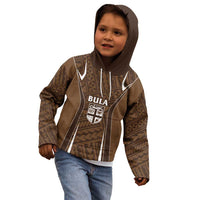 Custom Oceania Football Bula Fiji Kid Hoodie Polynesian Tribal Pattern