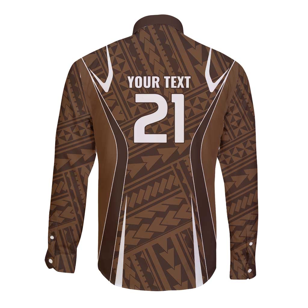 Custom Oceania Football Bula Fiji Long Sleeve Button Shirt Polynesian Tribal Pattern