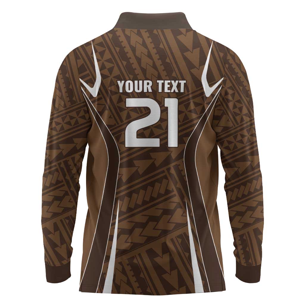 Custom Oceania Football Bula Fiji Long Sleeve Polo Shirt Polynesian Tribal Pattern