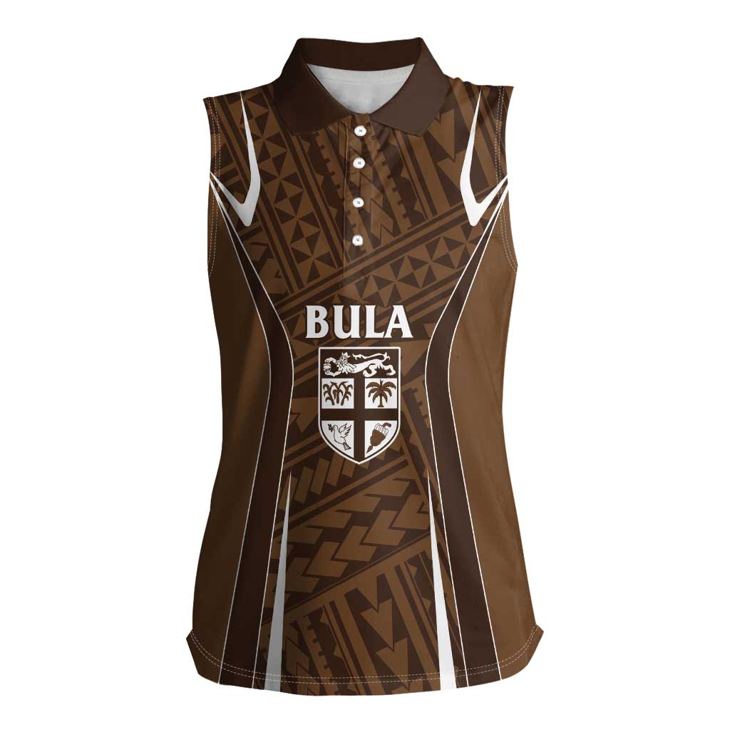 Custom Oceania Football Bula Fiji Women Sleeveless Polo Shirt Polynesian Tribal Pattern
