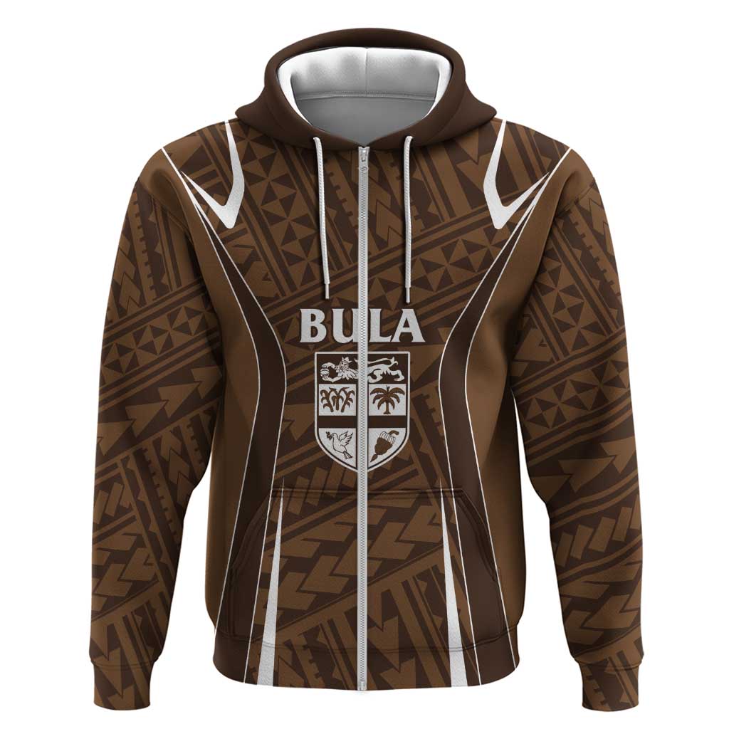 Custom Oceania Football Bula Fiji Zip Hoodie Polynesian Tribal Pattern
