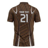 Custom Oceania Football Bula Fiji Zipper Polo Shirt Polynesian Tribal Pattern