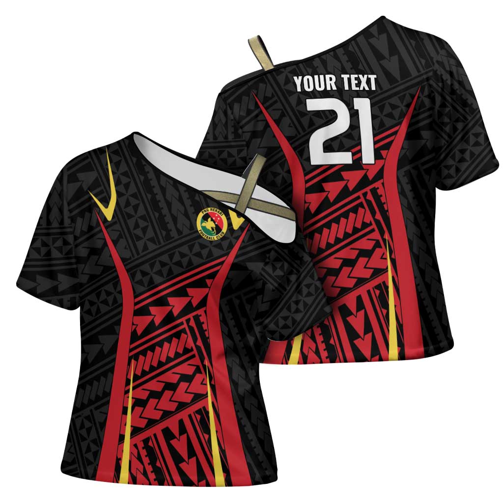 Custom Oceania Football Papua New Guinea Cross Shoulder Shirt Polynesian Tribal Pattern