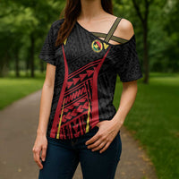 Custom Oceania Football Papua New Guinea Cross Shoulder Shirt Polynesian Tribal Pattern