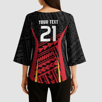 Custom Oceania Football Papua New Guinea Kimono Sleeve Blouse Polynesian Tribal Pattern